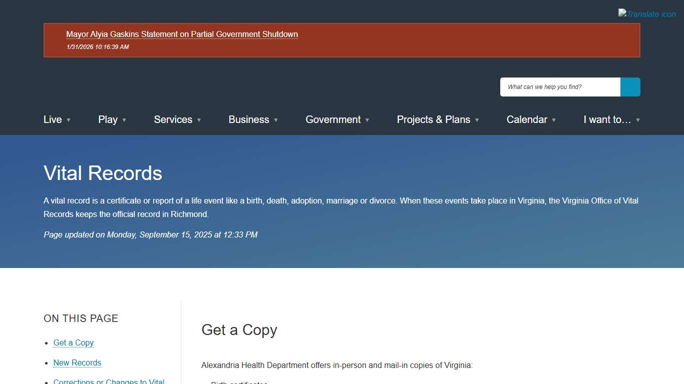 [Current] Vital Records City of Alexandria, VA